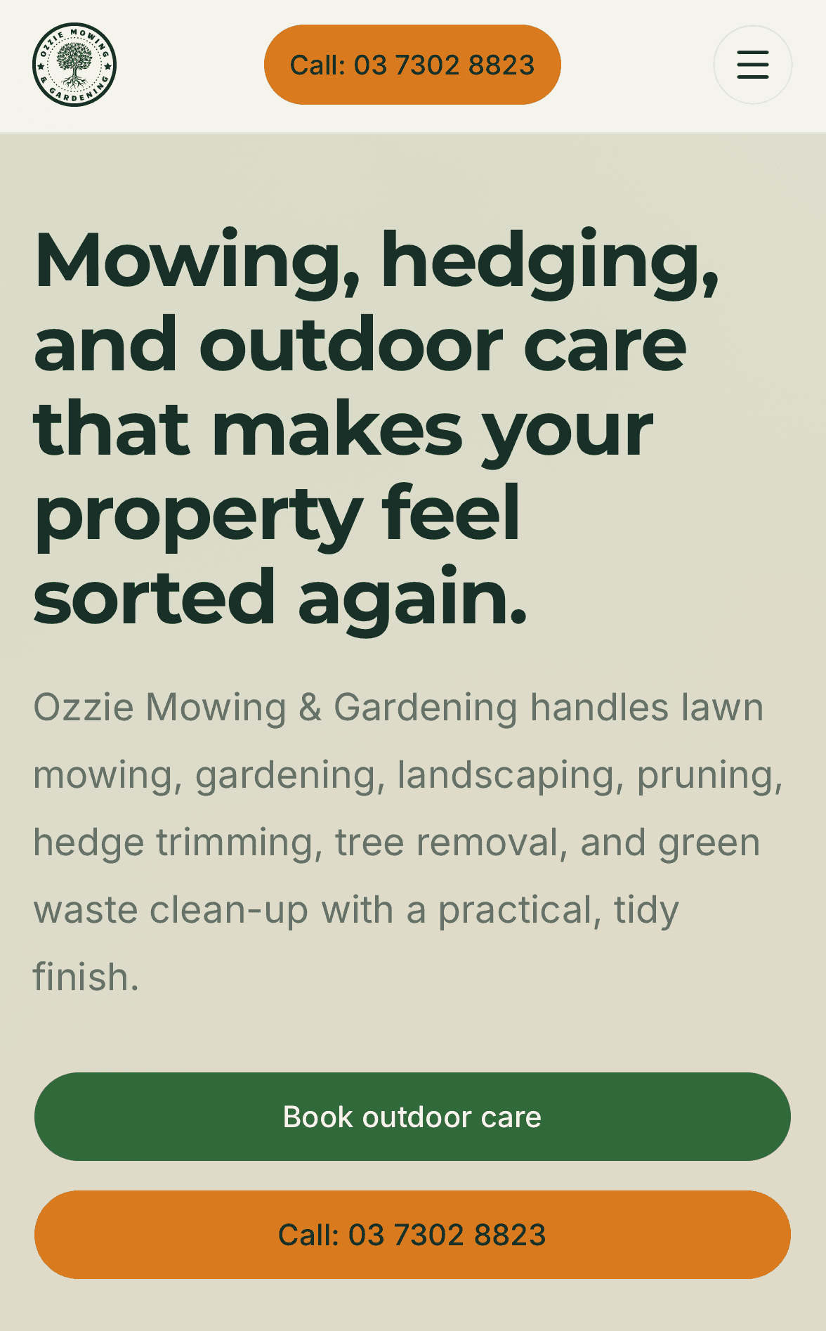 Preview of Ozzie Mowing & Gardening website